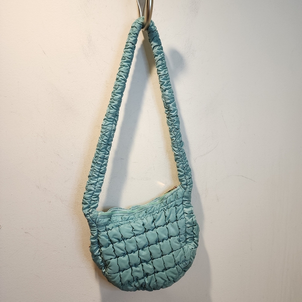 Urban Expressions Light Green Puffy Quilted Crossbody Bag